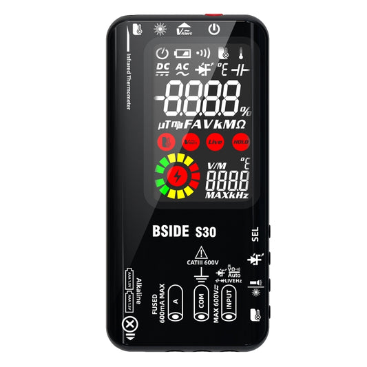BSIDE S30 Smart Color Screen Infrared Temperature Measurement Multimeter(Black) by BSIDE