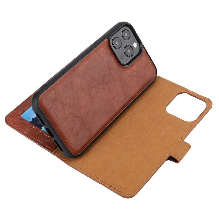 For iPhone 15 Pro Max Crazy Horse Texture Detachable Horizontal Flip PU Case(Brown) by buy2fix