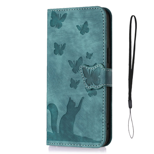 For iPhone 15 Pro Max Butterfly Cat Embossing Flip Leather Phone Case(Wathet) by buy2fix