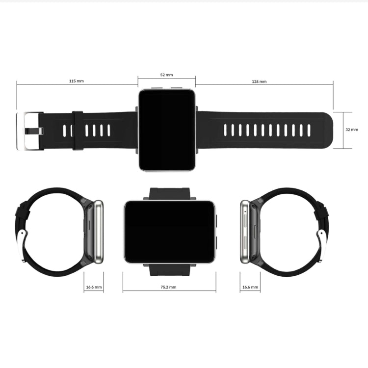 DM100 2.86 inch IPS Full Screen Smart Sport Watch, Support Independent Card Insertion / Multiple Sports Modes / Heart Rate Monitoring / Step Counting, Memory:RAM 1GB+ROM 16GB(Black) by buy2fix