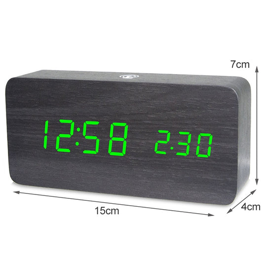 LT-1035 LED Display Digital APP Smart Alarm Clock(Green Light Black Wood) by buy2fix