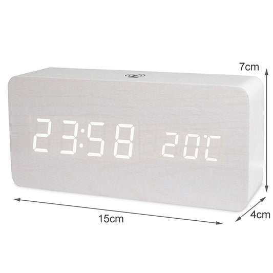 LT-1035 LED Display Digital APP Smart Alarm Clock(White Light White Wood) by buy2fix