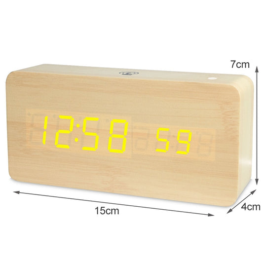 LT-1035 LED Display Digital APP Smart Alarm Clock(Yellow Light Bamboo Wood) by buy2fix