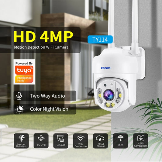 ESCAM TV114 4MP WiFi Camera Support Two-Way Voice & Night Vision & Motion Detection, Specification:AU Plug by ESCAM