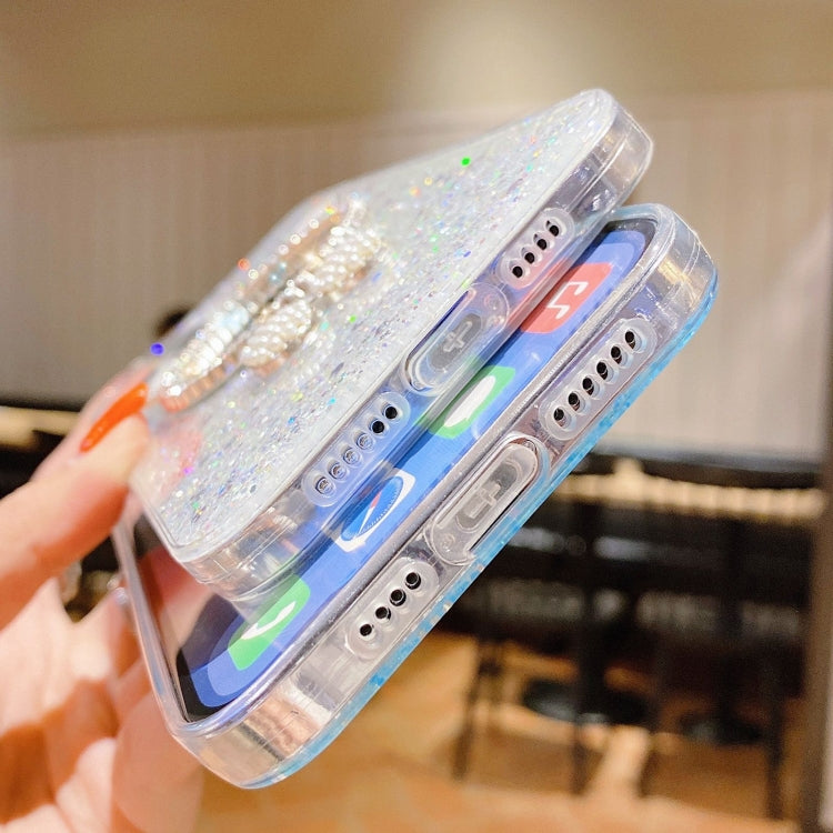 For iPhone 12 Pro Max Starry Sequin Diamond Cat Ears Mirror Epoxy TPU Phone Case(Pink) by buy2fix