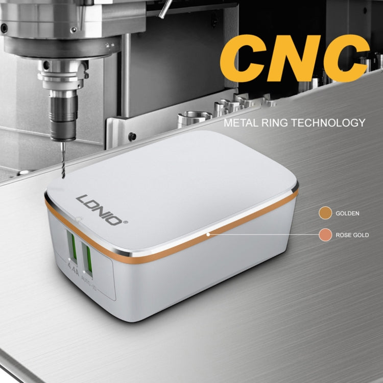 LDNIO A2204 2 in 1 12W Dual USB Interface Travel Charger Mobile Phone Charger with 8 Pin Data Cable, UK Plug by LDNIO