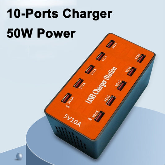 A5B 50W 10 Ports USB Smart Charging Station with Indicator Light(AU Plug) by buy2fix