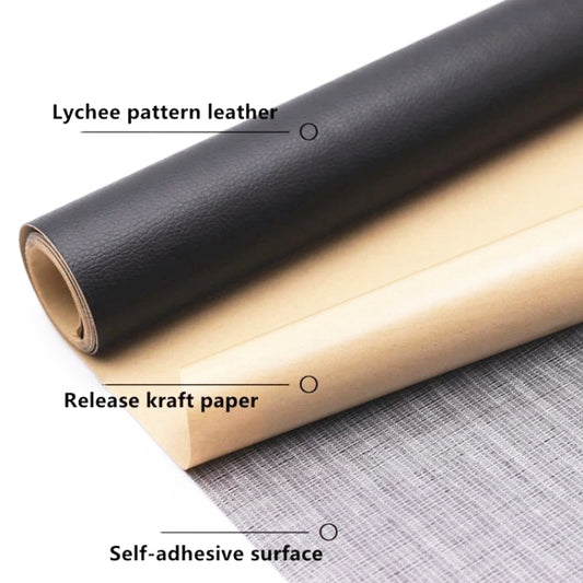 30 x 137cm Self Adhesive Leather for Sofa Repair Patch Car Seat PVC Leather Sticker(Black) by buy2fix