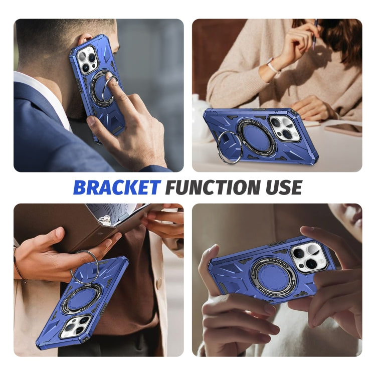 For iPhone 15 MagSafe Magnetic Shockproof Phone Case with Ring Holder(Navy Blue) by buy2fix