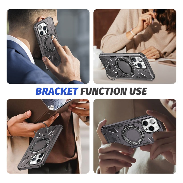 For iPhone 14 Pro Max MagSafe Magnetic Shockproof Phone Case with Ring Holder(Dark Grey) by buy2fix