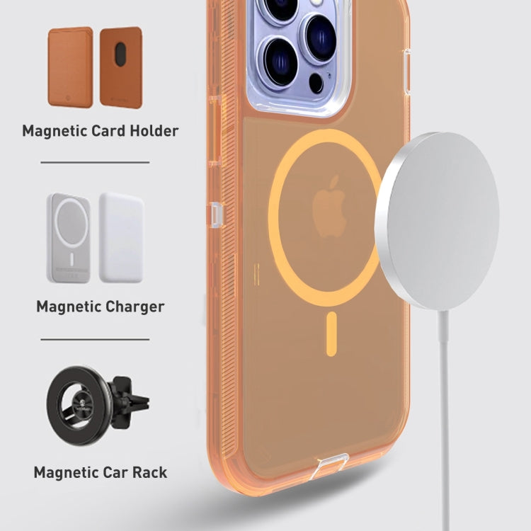 For iPhone 13 Shockproof MagSafe Magnetic Phone Case(Transparent Gold) by buy2fix
