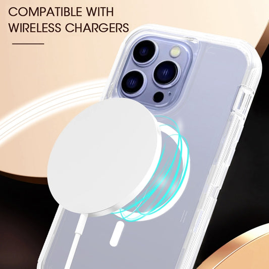 For iPhone 12 Shockproof MagSafe Magnetic Phone Case(Transparent) by buy2fix