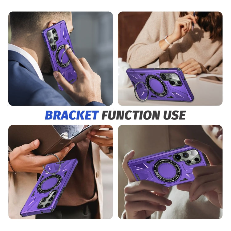 For Samsung Galaxy S23 Ultra 5G MagSafe Magnetic Shockproof Phone Case with Ring Holder(Purple) by buy2fix