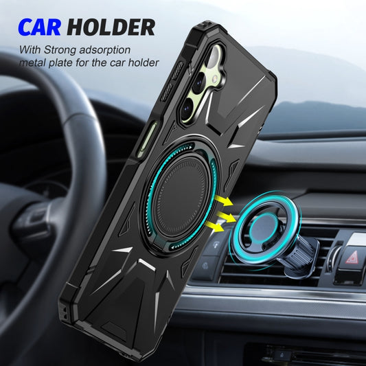 For Samsung Galaxy A14 4G/5G MagSafe Magnetic Shockproof Phone Case with Ring Holder(Black) by buy2fix