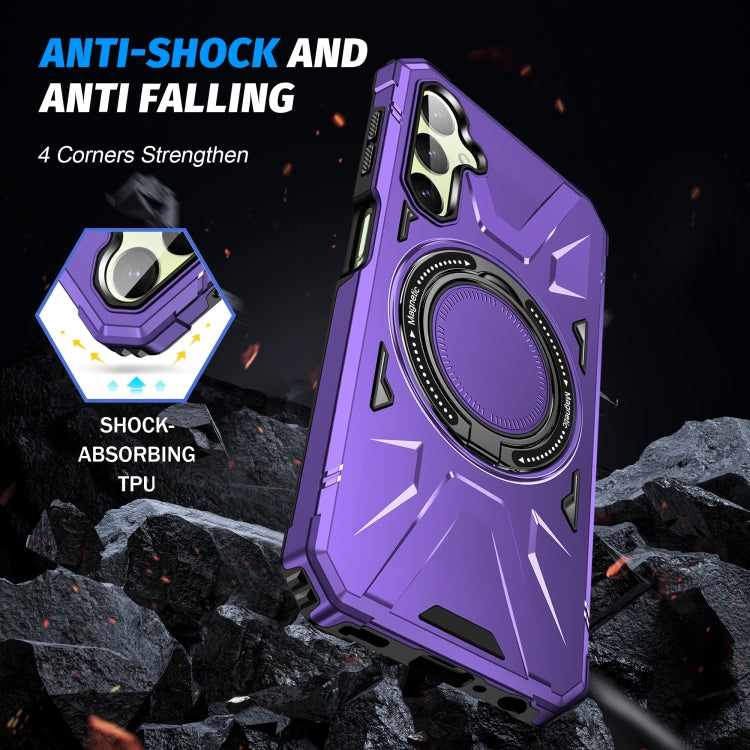 For Samsung Galaxy A14 4G/5G MagSafe Magnetic Shockproof Phone Case with Ring Holder(Purple) by buy2fix