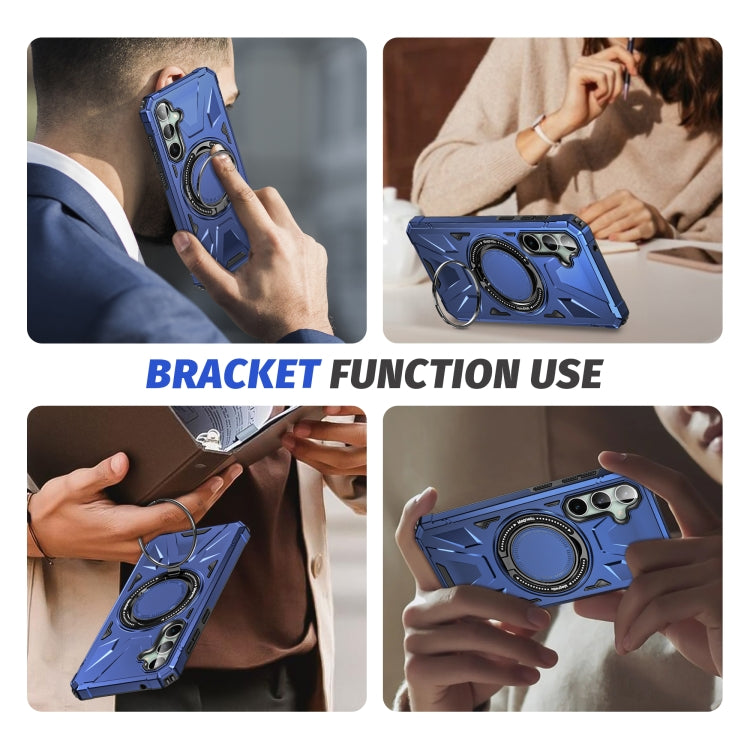 For Samsung Galaxy A15 MagSafe Magnetic Shockproof Phone Case with Ring Holder(Navy Blue) by buy2fix