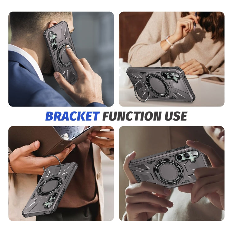 For Samsung Galaxy A15 MagSafe Magnetic Shockproof Phone Case with Ring Holder(Dark Grey) by buy2fix