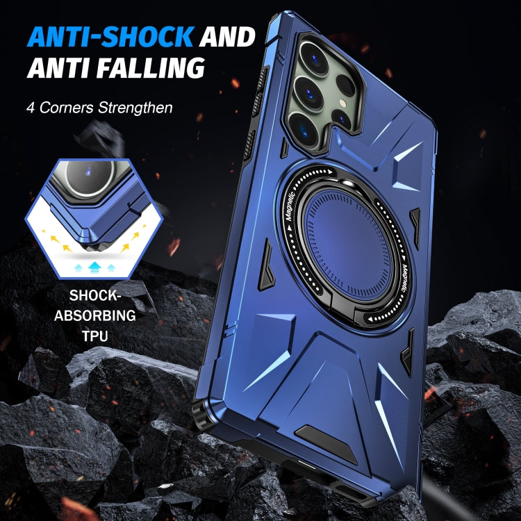 For Samsung Galaxy S24 Ultra 5G MagSafe Magnetic Shockproof Phone Case with Ring Holder(Navy Blue) by buy2fix