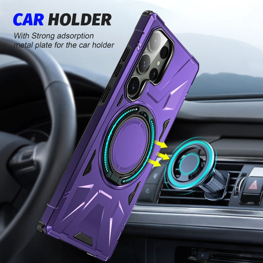 For Samsung Galaxy S24 Ultra 5G MagSafe Magnetic Shockproof Phone Case with Ring Holder(Purple) by buy2fix