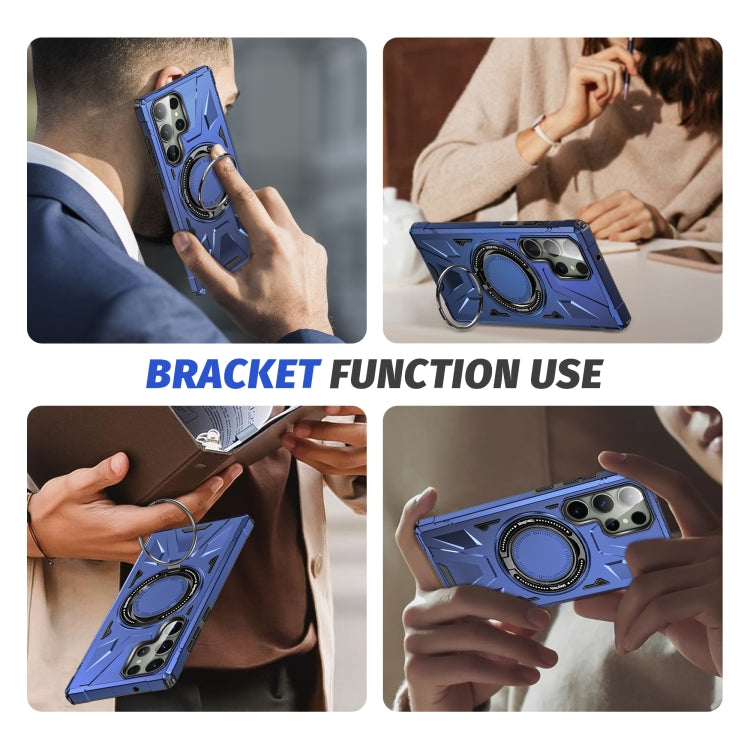 For Samsung Galaxy S24+ 5G MagSafe Magnetic Shockproof Phone Case with Ring Holder(Navy Blue) by buy2fix