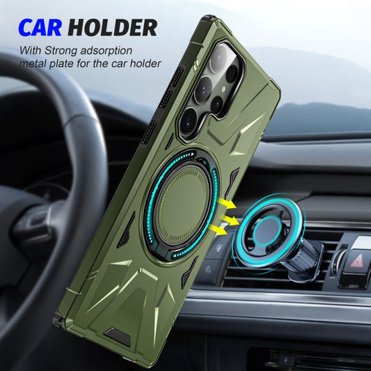 For Samsung Galaxy S24+ 5G MagSafe Magnetic Shockproof Phone Case with Ring Holder(Dark Green) by buy2fix