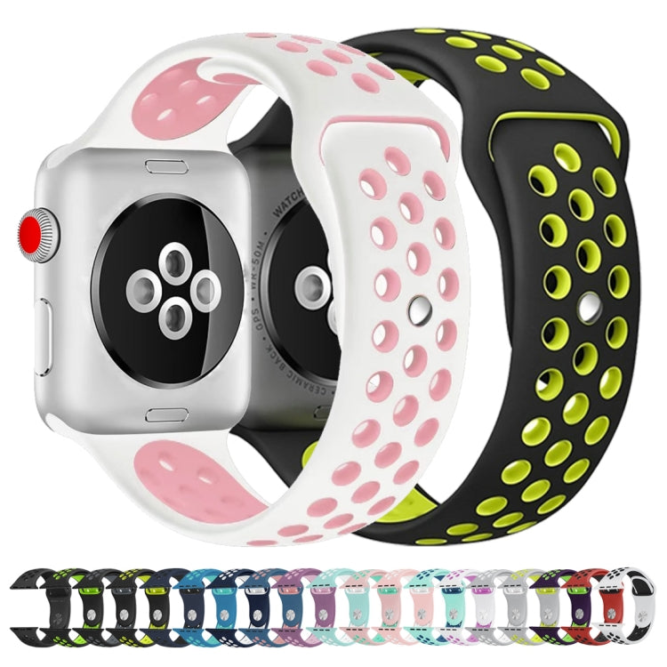 For Apple Watch Ultra 49mm / Series 8&7 45mm / SE 2&6&SE&5&4 44mm / 3&2&1 42mm Sport Silicone Watch Band Standard Edition(White Black) by buy2fix