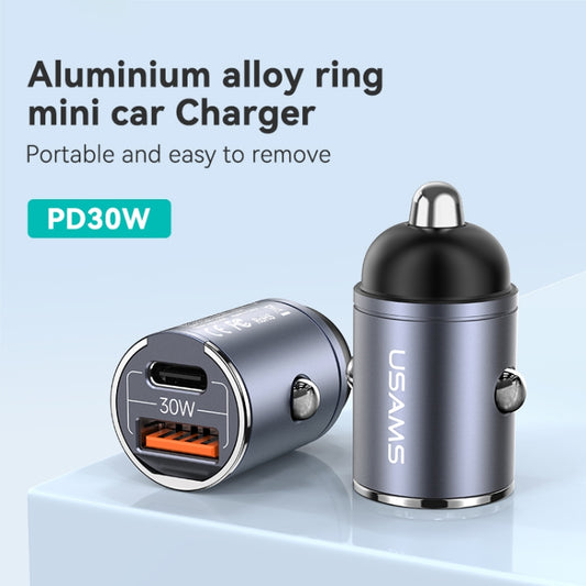 USAMS US-CC206 C38 PD30W USB + Type-C Dual Port Fast Charging Aluminum Alloy Car Charger(Tarnish) by USAMS