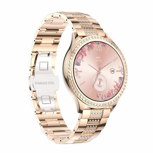 AK53 IP67 BT5.2 1.32inch Smart Watch Support Voice Call / Health Monitoring, Style:Pearl Steel Strap(Gold) by buy2fix