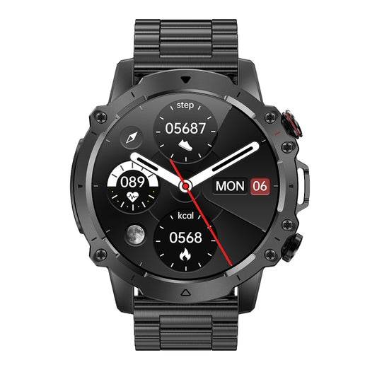 AK56 IP67 BT5.1 1.43inch Smart Watch Support Voice Call / Health Monitoring, Style:Pearl Steel Strap(Black) by buy2fix