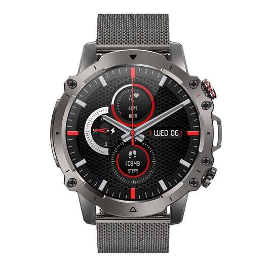 AK56 IP67 BT5.1 1.43inch Smart Watch Support Voice Call / Health Monitoring, Style:Steel Mesh Strap(Silver) by buy2fix