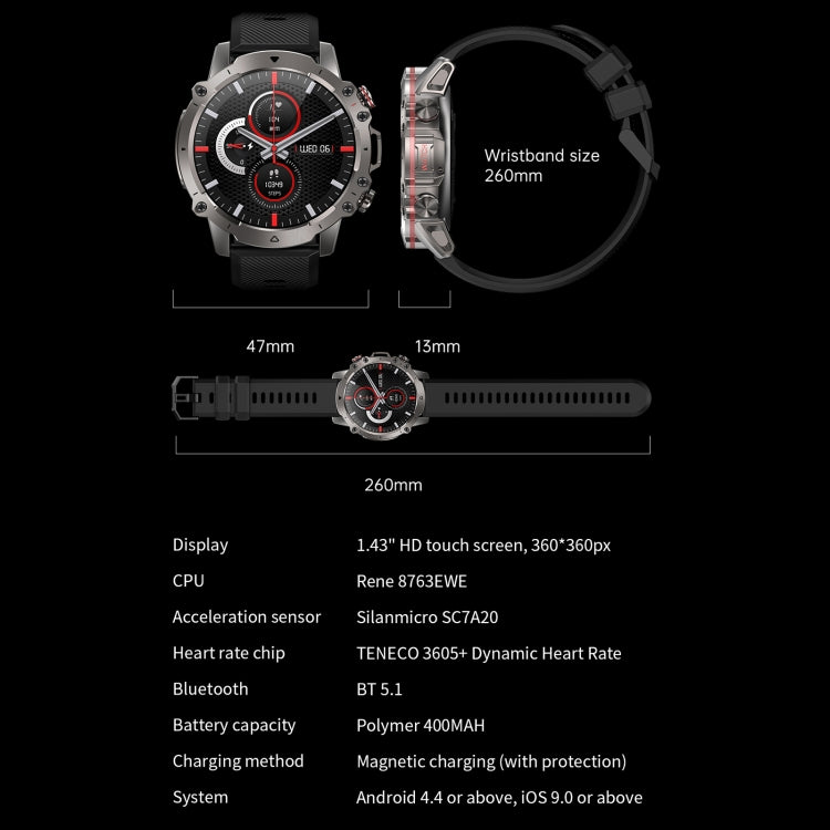 AK56 IP67 BT5.1 1.43inch Smart Watch Support Voice Call / Health Monitoring, Style:Silicone Strap(Orange) by buy2fix