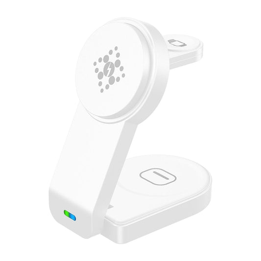 B-23 3 in 1 Foldable Magnetic Wireless Charger Phone Holder, Plug:US Plug(White) by buy2fix