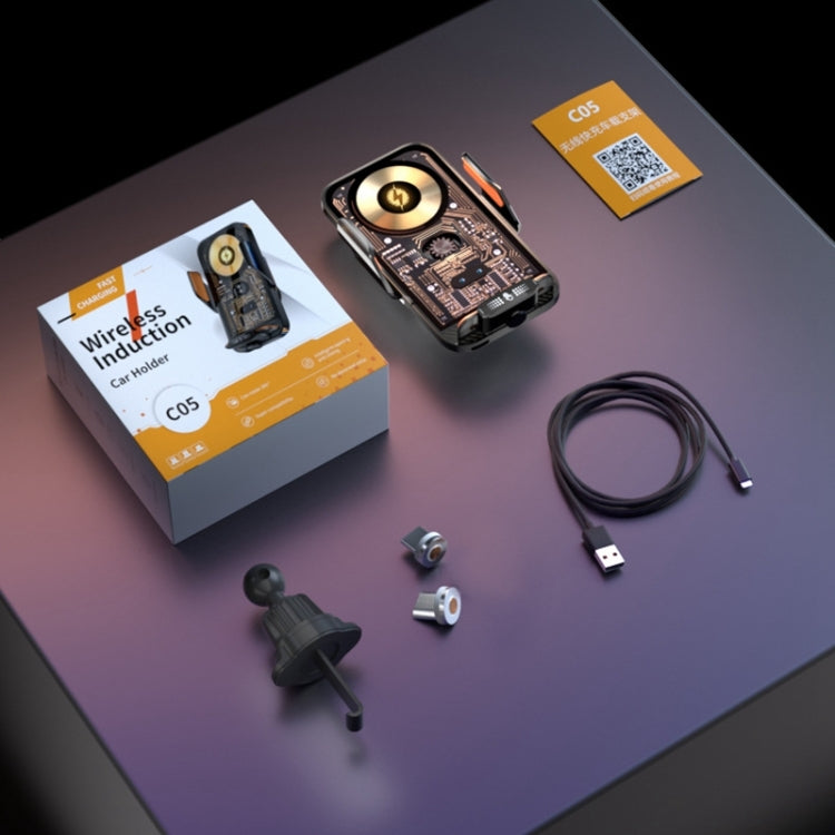 C05 Automatic Alignment Wireless Fast Charging Air Outlet Car Holder(Black) by buy2fix