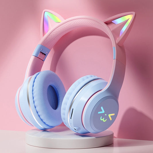 BT612 LED Cat Ear Single Sound Folding Bluetooth Earphone with Microphone(Blue) by buy2fix
