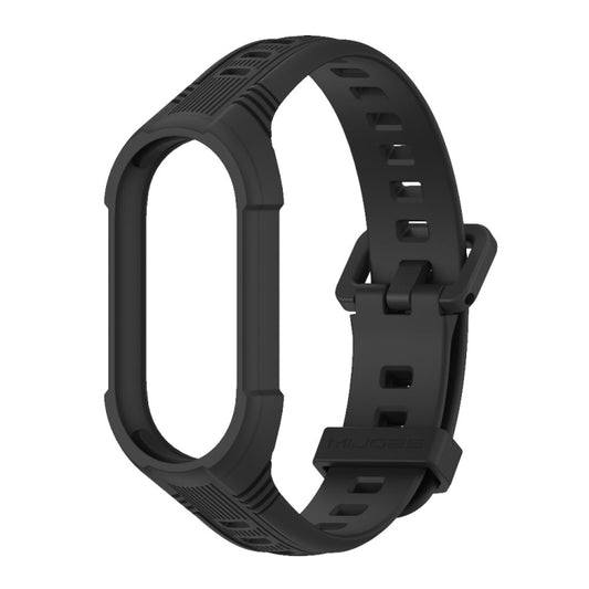For Xiaomi Mi Band 8 MIJOBS Unibody Two Color Silicone Watch Band(Black) by MIJOBS