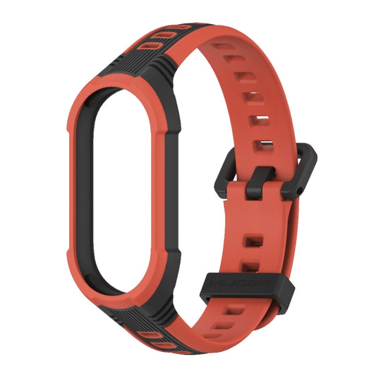For Xiaomi Mi Band 8 MIJOBS Unibody Two Color Silicone Watch Band(Black Orange) by MIJOBS