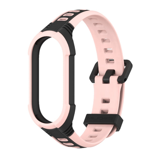 For Xiaomi Mi Band 8 MIJOBS Unibody Two Color Silicone Watch Band(Black Pink) by MIJOBS