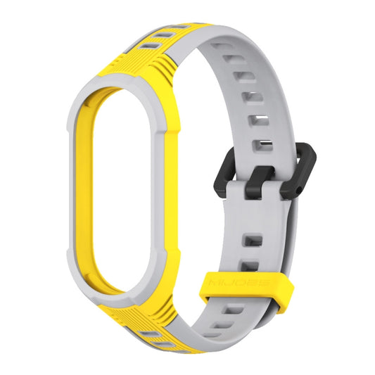 For Xiaomi Mi Band 8 MIJOBS Unibody Two Color Silicone Watch Band(Yellow Grey) by MIJOBS