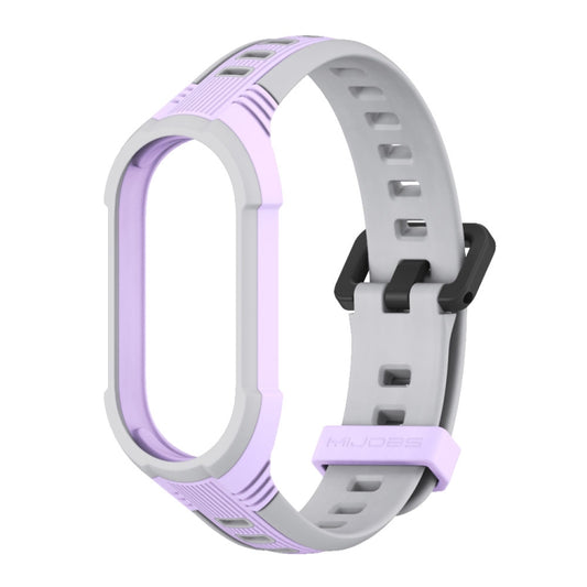 For Xiaomi Mi Band 8 MIJOBS Unibody Two Color Silicone Watch Band(Purple Grey) by MIJOBS