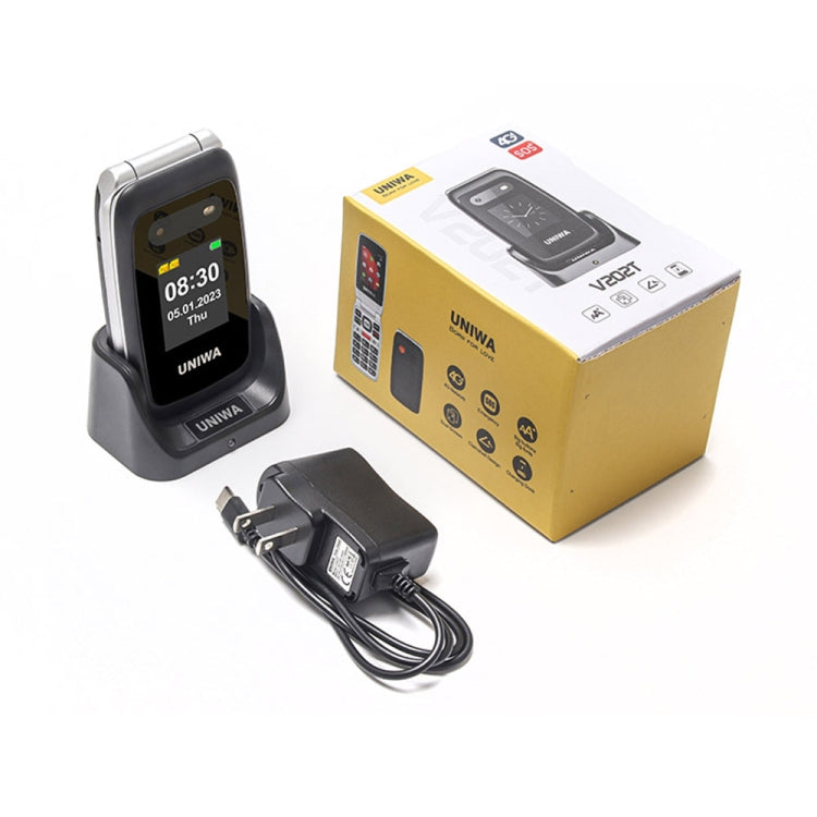 UNIWA V202T 4G Flip Style Phone, 2.4 inch Unisoc T107 Cat.1, SOS, FM, Dual SIM Cards, 21 Keys(Red) by UNIWA