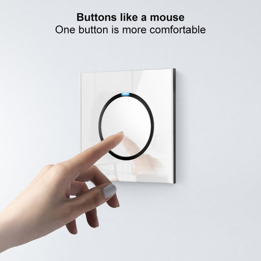 86mm Round LED Tempered Glass Switch Panel, White Round Glass, Style:One Open Dual Control by buy2fix