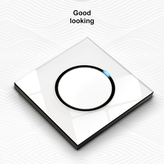 86mm Round LED Tempered Glass Switch Panel, White Round Glass, Style:TV-Computer Socket by buy2fix
