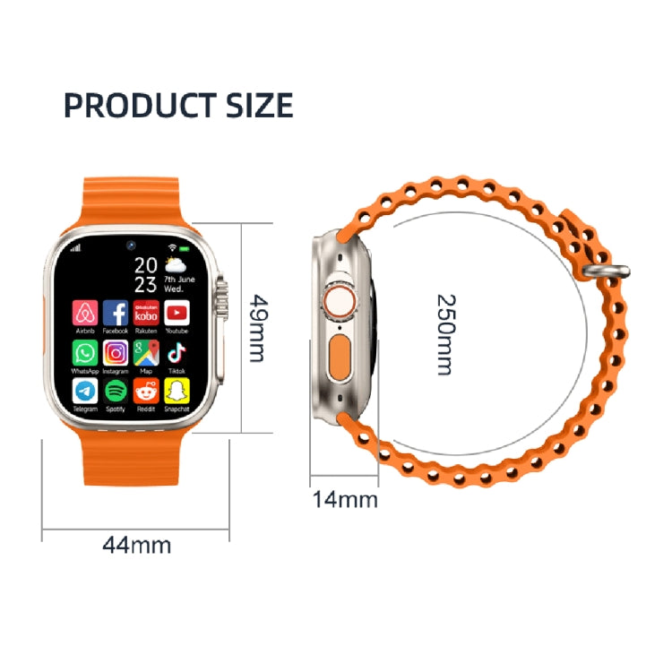 GS37 1.95 inch Screen Smart Phone Watch, 1GB+16GB, Android 9.0, Spreadtrum SL8541E, Network: 4G, Single Nano SIM, Front & Rear Camera(Orange Gold) by buy2fix