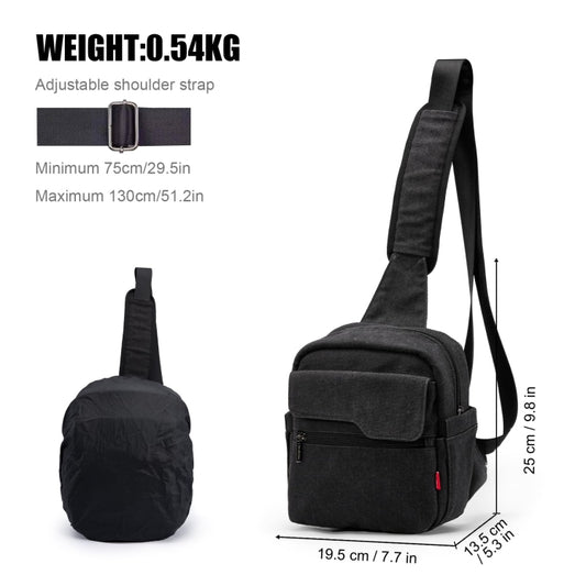 Cwatcun D93 Camera Bag Canvas Shoulder Bag, Size:19.5 x 13.5 x 25cm Black by Cwatcun