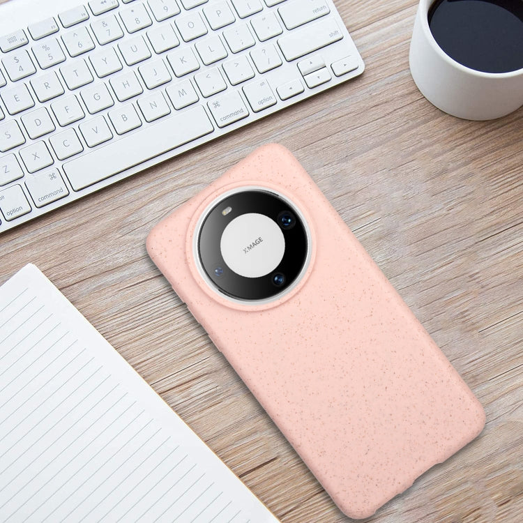 For Huawei Mate 60 Wheat MagSafe Magnetic Straw Material + TPU Phone Case(Pink) by buy2fix