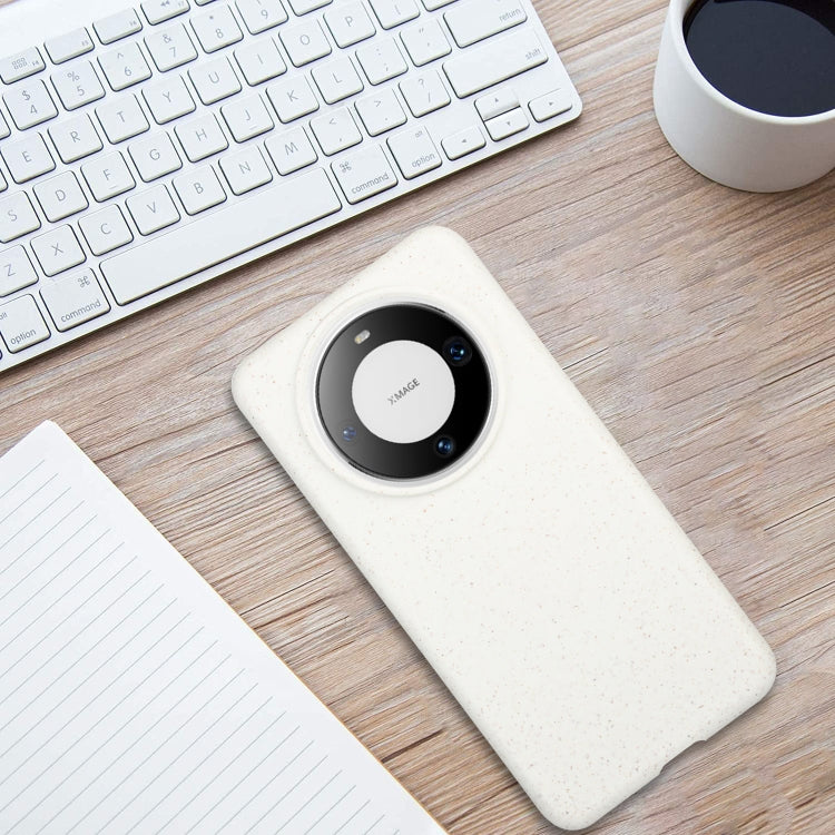 For Huawei Mate 60 Pro Wheat MagSafe Magnetic Straw Material + TPU Phone Case(White) by buy2fix