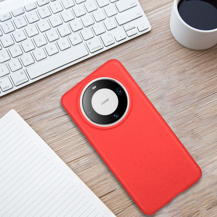 For Huawei Mate 60 Pro Wheat MagSafe Magnetic Straw Material + TPU Phone Case(Red) by buy2fix