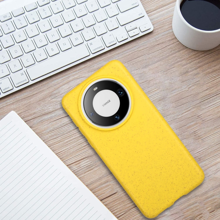 For Huawei Mate 60 Pro Wheat MagSafe Magnetic Straw Material + TPU Phone Case(Yellow) by buy2fix