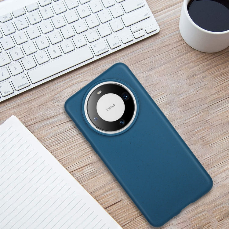 For Huawei Mate 60 Pro Wheat MagSafe Magnetic Straw Material + TPU Phone Case(Blue) by buy2fix