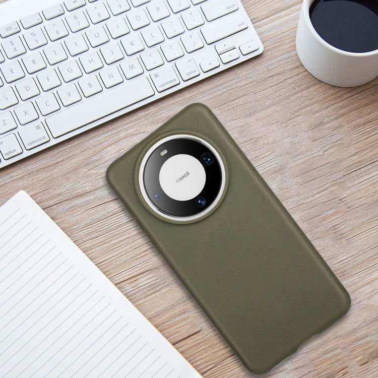 For Huawei Mate 60 Pro Wheat MagSafe Magnetic Straw Material + TPU Phone Case(Army Green) by buy2fix